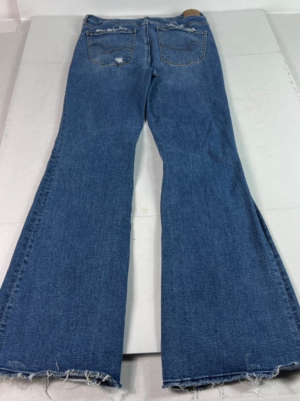 American Eagle Jeans Women 28x29* Super High Rise Flare Blue Stretch Denim Tag 6 - Picture 8 of 16